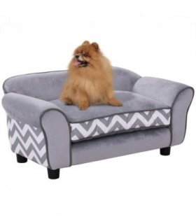 Dog Sofa Cat Couch Bed for XS Dogs w/ Removable Sponge Cushion - Grey