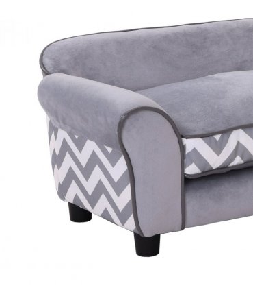 Dog Sofa Cat Couch Bed for XS Dogs w/ Removable Sponge Cushion - Grey