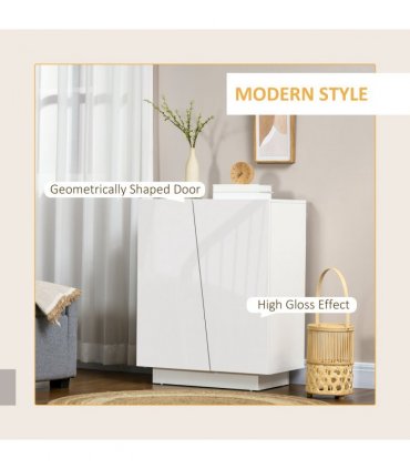 Storage Cabinet White High Modern Design Adjustable Shelves Anti-Tipping Straps