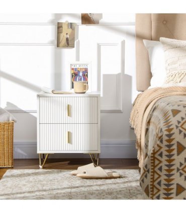Nightstand with 2 Drawers, Side End Table for Living Room, Bedroom