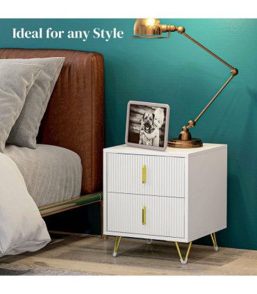 Nightstand with 2 Drawers, Side End Table for Living Room, Bedroom