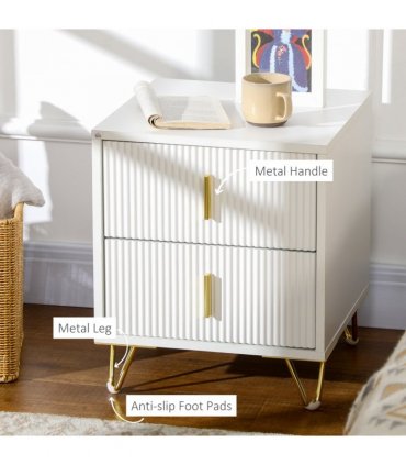 Nightstand with 2 Drawers, Side End Table for Living Room, Bedroom