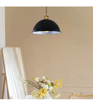 Ceiling Pendant Light Shade Hanging Lamp Lights Black inner White 40cm Metal