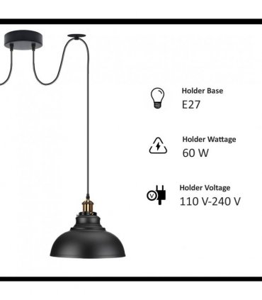Ceiling Pendant Light Metal Burgundy 29cm Vintage 2 Way Industrial Style E27