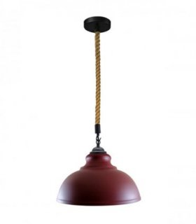 Ceiling Pendant Lamp Vintage Industrial Curvy Metal Burgundy Hemp E27 Edison