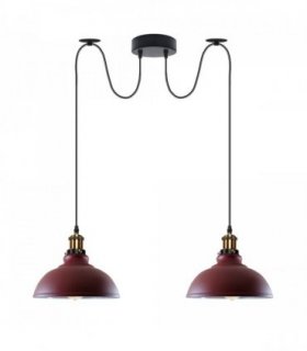 Burgundy Vintage 2 Way Ceiling Pendant Light Metal Industrial Style 29cm, E27 Base Hanging Pendant Lamp
