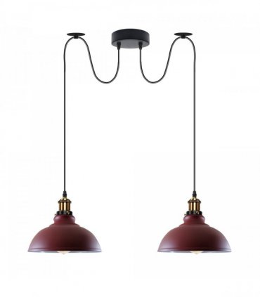 Burgundy Vintage 2 Way Ceiling Pendant Light Metal Industrial Style 29cm, E27 Base Hanging Pendant Lamp