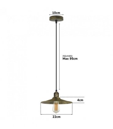 Ceiling Pendant Light Vintage Industrial Brushed Brass Cone Shape 10cm Metal