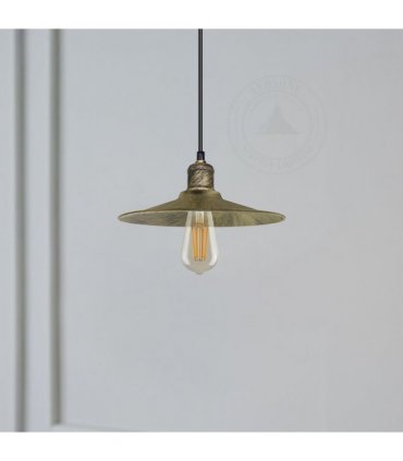 Ceiling Pendant Light Vintage Industrial Brushed Brass Cone Shape 10cm Metal