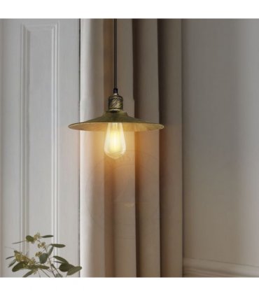Ceiling Pendant Light Vintage Industrial Brushed Brass Cone Shape 10cm Metal