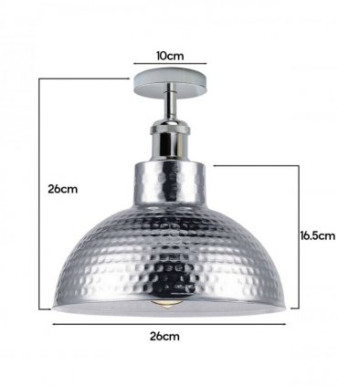 Semi flush Vintage Industrial Style Metal Chrome Ceiling Light - Metal Chrome -