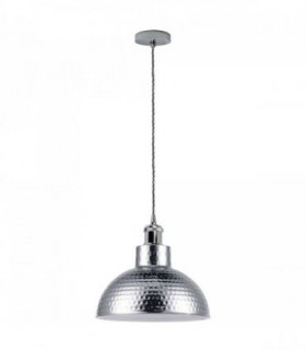 Ceiling Pendant Light Vintage Industrial Chrome Metal Shade Hanging Lamp