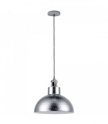 Ceiling Pendant Light Vintage Industrial Chrome Metal Shade Hanging Lamp