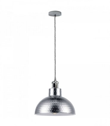 Ceiling Pendant Light Vintage Industrial Chrome Metal Shade Hanging Lamp