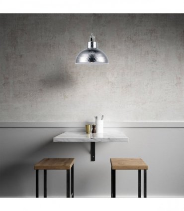 Ceiling Pendant Light Vintage Industrial Chrome Metal Shade Hanging Lamp