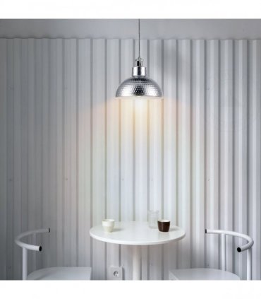 Ceiling Pendant Light Vintage Industrial Chrome Metal Shade Hanging Lamp