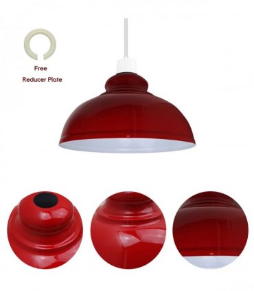 Metal Burgundy 29cm Vintage Curvy Lampshade for Living Room Dining Cafe Bar