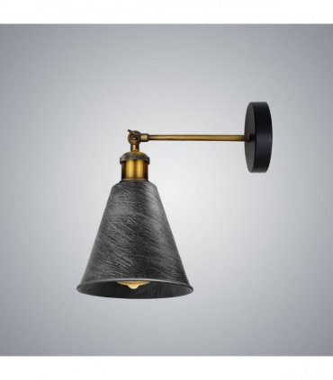 Metal Vintage Retro Industrial Brushed Silver Wall Sconce Cone Shape Shade 170mm