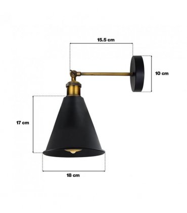 Wall Sconce Metal Cone Shape Shade Vintage/Retro 170mm Height 180mm Diameter