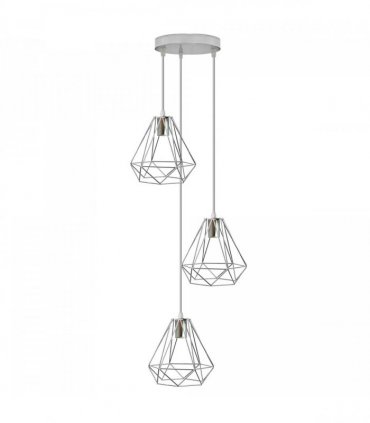 3 Head Round Base Chrome Vintage Metal 20cm Diamond Wire Cage E27 Base Ceiling Pendant Light Fitting