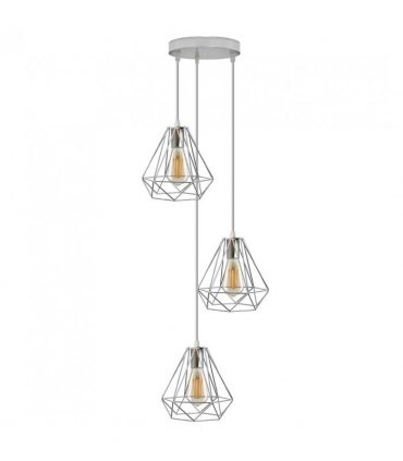 3 Head Round Base Chrome Vintage Metal 20cm Diamond Wire Cage E27 Base Ceiling Pendant Light Fitting