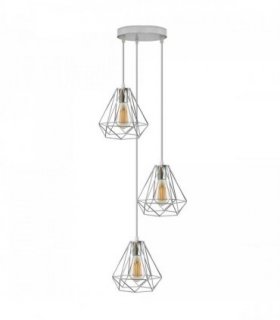 3 Head Round Base Chrome Vintage Metal 20cm Diamond Wire Cage E27 Base Ceiling Pendant Light Fitting