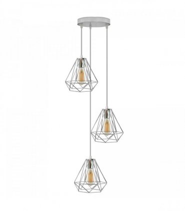 3 Head Round Base Chrome Vintage Metal 20cm Diamond Wire Cage E27 Base Ceiling Pendant Light Fitting