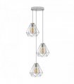 3 Head Round Base Chrome Vintage Metal 20cm Diamond Wire Cage E27 Base Ceiling Pendant Light Fitting
