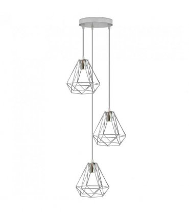 3 Head Round Base Chrome Vintage Metal 20cm Diamond Wire Cage E27 Base Ceiling Pendant Light Fitting