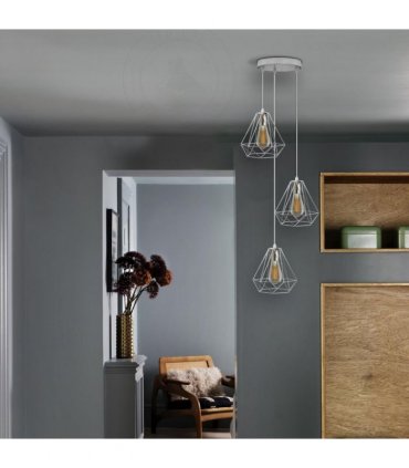 3 Head Round Base Chrome Vintage Metal 20cm Diamond Wire Cage E27 Base Ceiling Pendant Light Fitting