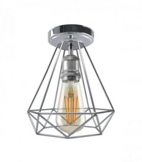 Ceiling Light Metal Semi Flush Screw Type Lamp Vintage Chrome Colour Retro