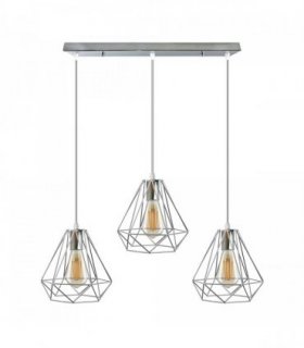 Ceiling Pendant Light 20cm Diamond Wire Cage E27 Base Chrome Metal Vintage