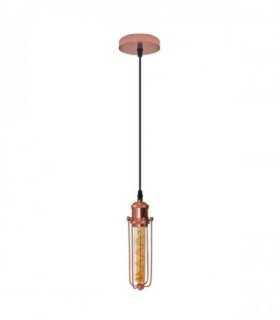 Pendant Light Kit Single Rose Gold Ceiling E27 Pendant Light with Wire Cage