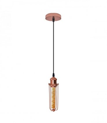 Pendant Light Kit Single Rose Gold Ceiling E27 Pendant Light with Wire Cage