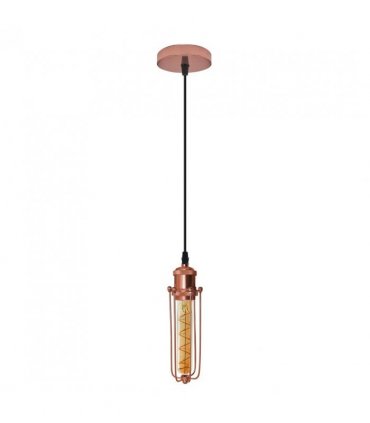 Pendant Light Kit Single Rose Gold Ceiling E27 Pendant Light with Wire Cage