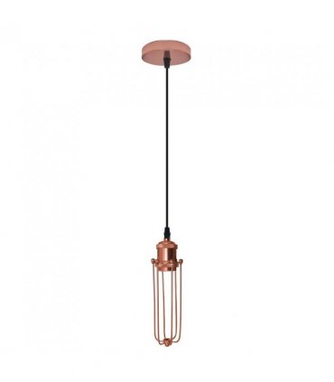 Pendant Light Kit Single Rose Gold Ceiling E27 Pendant Light with Wire Cage