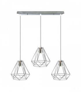 Ceiling Pendant Light Metal Chrome 20cm Diamond Wire Cage E27 Base 3 Head