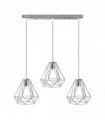 Ceiling Pendant Light Metal Chrome 20cm Diamond Wire Cage E27 Base 3 Head