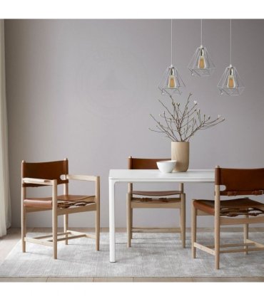 Ceiling Pendant Light Metal Chrome 20cm Diamond Wire Cage E27 Base 3 Head