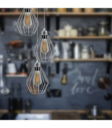 Chrome 3 Head Round Base Retro Vintage Loft Style Ceiling Lamp Shade Easy Fit E27 Base Screw Type Light