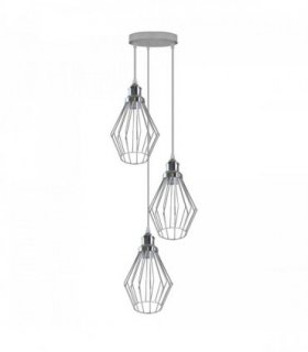 Ceiling Pendant Lamp Chrome 20cm Metal Diamond Open Cage Design E27 Base