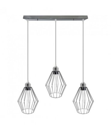 Chrome 3 Head Rectangle Base Retro Vintage Loft Style Ceiling Lamp Shade Easy Fit E27 Base Screw Type Light