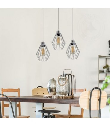 Chrome 3 Head Rectangle Base Retro Vintage Loft Style Ceiling Lamp Shade Easy Fit E27 Base Screw Type Light