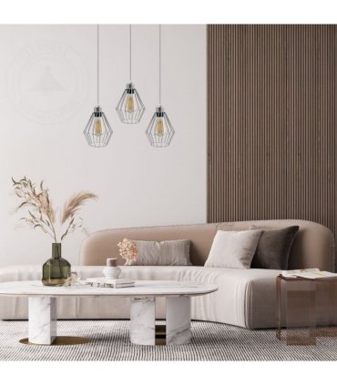 Chrome 3 Head Rectangle Base Retro Vintage Loft Style Ceiling Lamp Shade Easy Fit E27 Base Screw Type Light