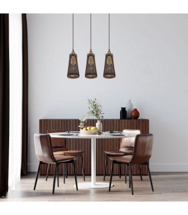 3 Head Natural Wicker Basket Style Retro Industrial Vintage Rattan Ceiling Pendant