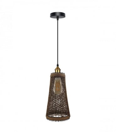 Ceiling Pendant Light Shade Brown Natural Rattan Wicker Vintage Industrial Sty