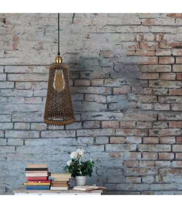 Ceiling Pendant Light Shade Brown Natural Rattan Wicker Vintage Industrial Sty