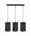3 Head Rectangle Base Natural Wicker Rattan Ceiling Pendant Light Shade
