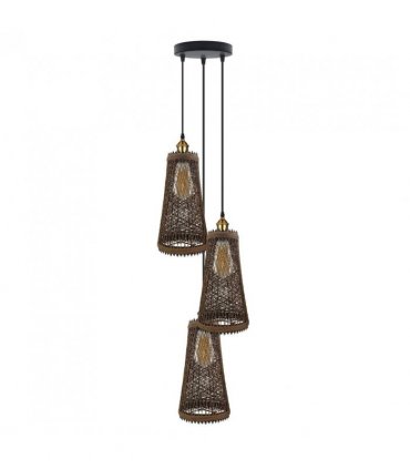 3 Head Natural Wicker Basket Style Retro Industrial Vintage Rattan Ceiling Pendant