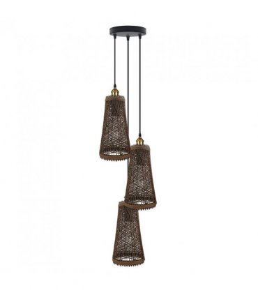 3 Head Natural Wicker Basket Style Retro Industrial Vintage Rattan Ceiling Pendant